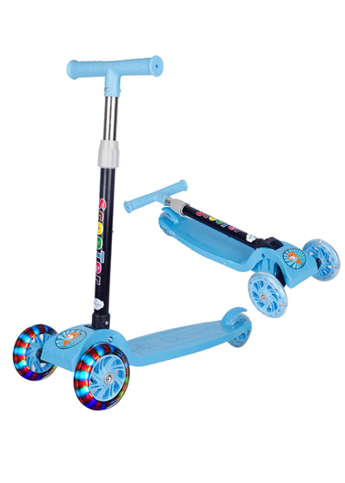 Scooter Plegable Con Luces Celeste