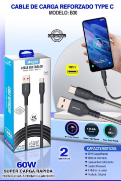 Cable de carga rápida tipo C 2 metros 60 W