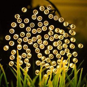 Luces lineales ambar 20 m con pane solar