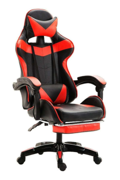 Silla Gamer Ergonomica 135° Con Posapiés Y Masajeador Rojo