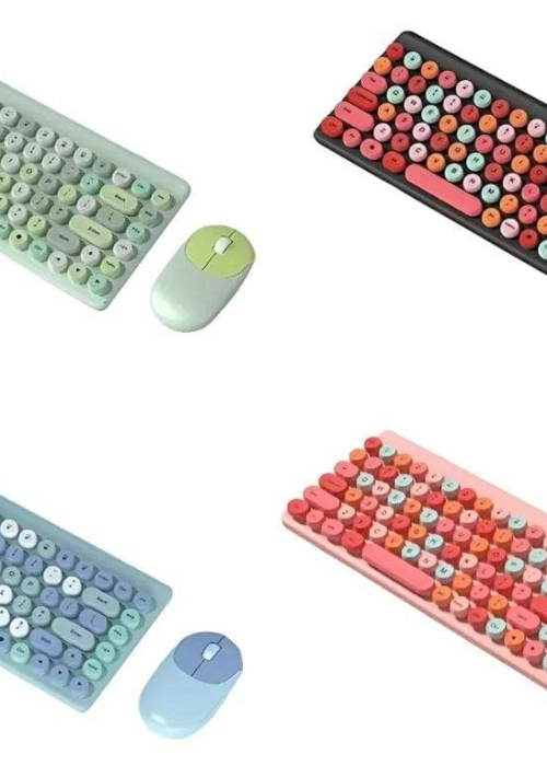 Kit Teclado + Mouse Vintage – Elegancia Retro para tu Escritorio