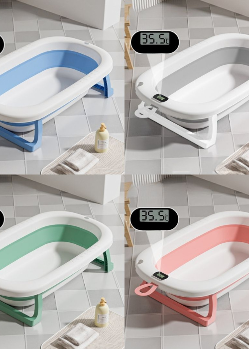 Bañera Plegable para Bebé con Termómetro
